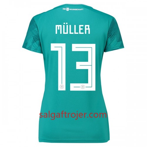 Tyskland Fodboldtrøjer Müller 13 Dame Udebanesæt VM 2018 Tyskland Fodboldtrøjer Müller 13 Dame Udebanesæt VM 2018